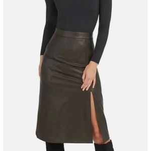 Spanx Faux Leather Pull-OnBlack Midi Slit Skirt Medium